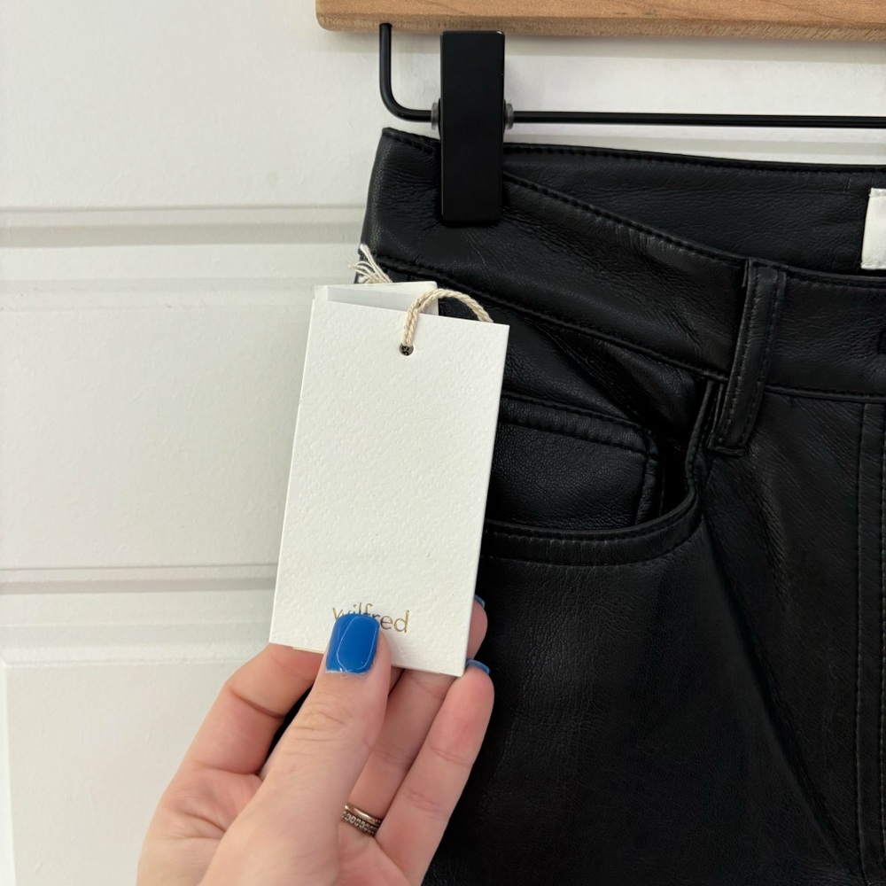 NEW Aritzia Wilfred Melina Pant Vegan Leather High Rise Straight Leg - Picture 9 of 9